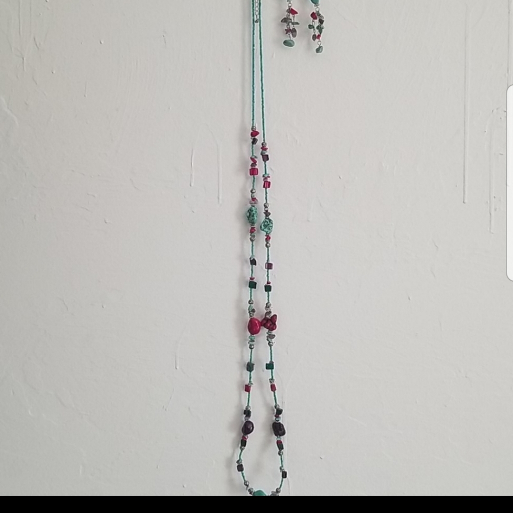Faux Turquoise Necklace and Earrings